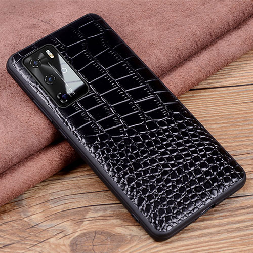 Soft Luxury Leather Snap On Case Cover R05 for Huawei P40 Pro Black