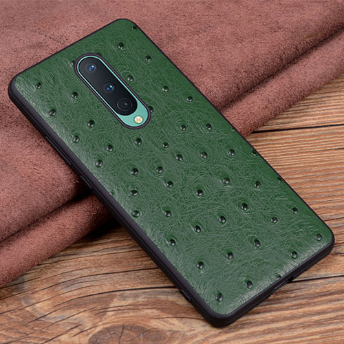 Soft Luxury Leather Snap On Case Cover R05 for OnePlus 8 Green