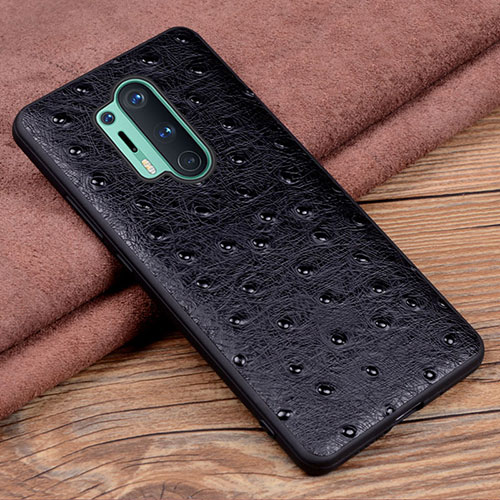 Soft Luxury Leather Snap On Case Cover R05 for OnePlus 8 Pro Black
