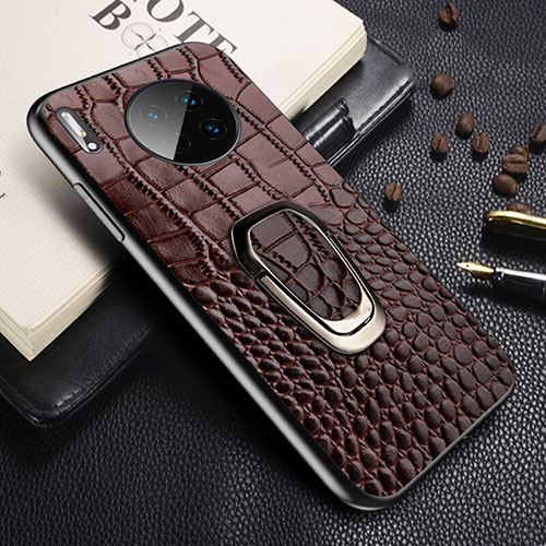 Soft Luxury Leather Snap On Case Cover R06 for Huawei Mate 30 Pro 5G Brown