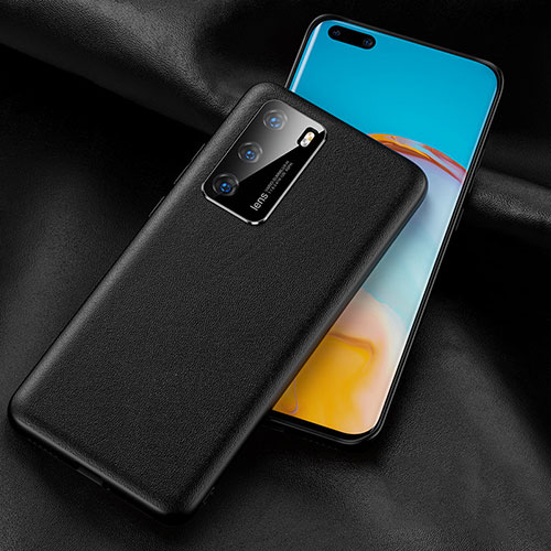 Soft Luxury Leather Snap On Case Cover R06 for Huawei P40 Black