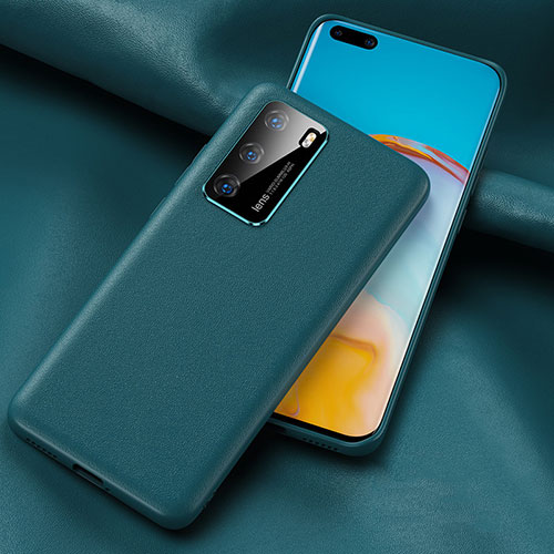 Soft Luxury Leather Snap On Case Cover R06 for Huawei P40 Cyan