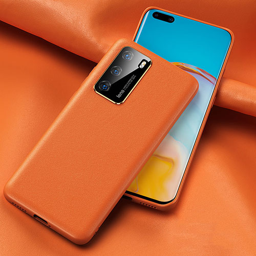 Soft Luxury Leather Snap On Case Cover R06 for Huawei P40 Orange
