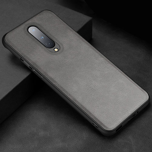 Soft Luxury Leather Snap On Case Cover R06 for OnePlus 8 Gray
