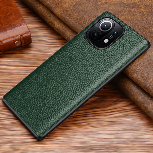 Soft Luxury Leather Snap On Case Cover R06 for Xiaomi Mi 11 5G Green