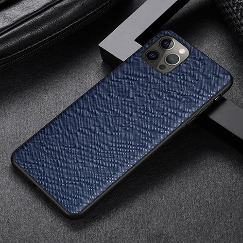 Soft Luxury Leather Snap On Case Cover R07 for Apple iPhone 12 Pro Max Blue