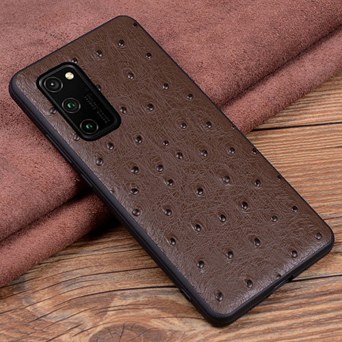 Soft Luxury Leather Snap On Case Cover R07 for Huawei Honor View 30 5G Brown
