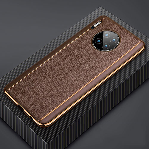 Soft Luxury Leather Snap On Case Cover R07 for Huawei Mate 30 Pro 5G Brown