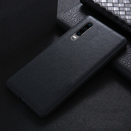 Soft Luxury Leather Snap On Case Cover R07 for Huawei P30 Black