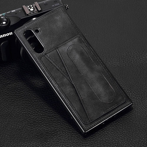 Soft Luxury Leather Snap On Case Cover R07 for Samsung Galaxy Note 10 5G Black