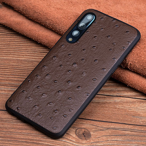 Soft Luxury Leather Snap On Case Cover R08 for Huawei P20 Pro Brown