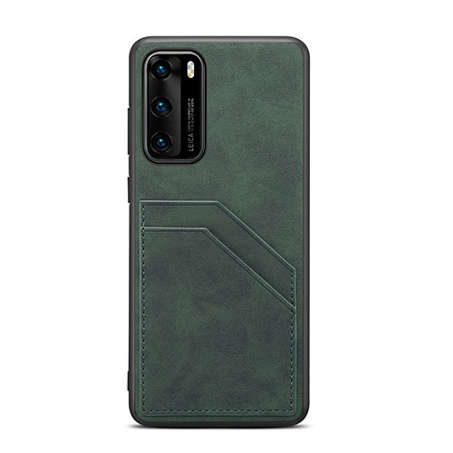 Soft Luxury Leather Snap On Case Cover R08 for Huawei P40 Green