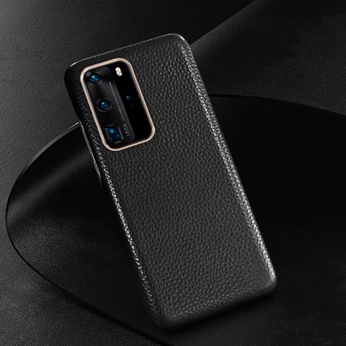 Soft Luxury Leather Snap On Case Cover R08 for Huawei P40 Pro Black