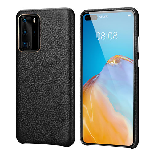 Soft Luxury Leather Snap On Case Cover R09 for Huawei P40 Pro Black