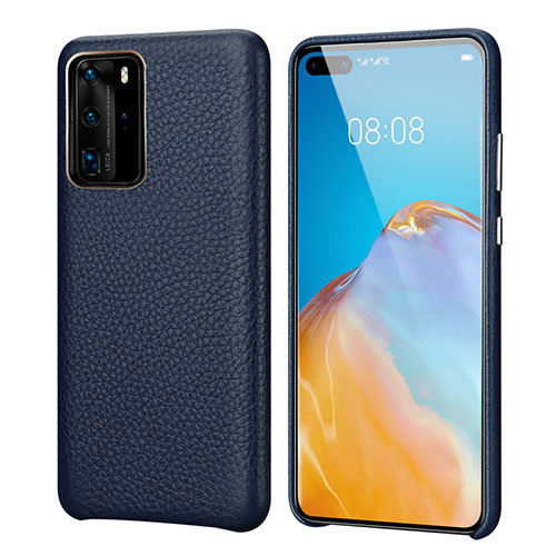 Soft Luxury Leather Snap On Case Cover R09 for Huawei P40 Pro Blue