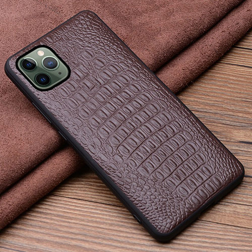 Soft Luxury Leather Snap On Case Cover R11 for Apple iPhone 11 Pro Max Brown