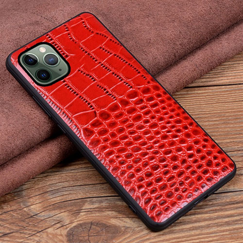 Soft Luxury Leather Snap On Case Cover R14 for Apple iPhone 11 Pro Max Red