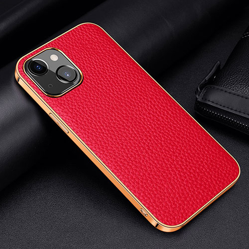 Soft Luxury Leather Snap On Case Cover S01 for Apple iPhone 13 Mini Red