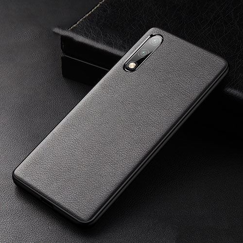 Soft Luxury Leather Snap On Case Cover S01 for Huawei Enjoy 10 Black