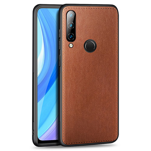 Soft Luxury Leather Snap On Case Cover S01 for Huawei Enjoy 10 Plus Brown