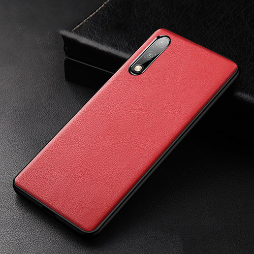 Soft Luxury Leather Snap On Case Cover S01 for Huawei Enjoy 10 Red