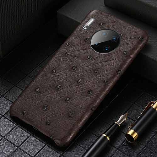 Soft Luxury Leather Snap On Case Cover S01 for Huawei Mate 30 Brown