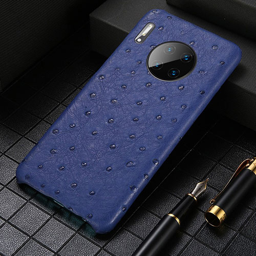 Soft Luxury Leather Snap On Case Cover S01 for Huawei Mate 30 Pro 5G Blue