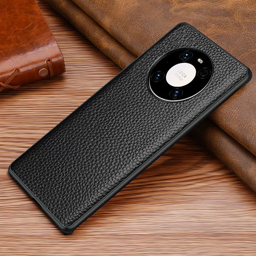 Soft Luxury Leather Snap On Case Cover S01 for Huawei Mate 40 Pro Black