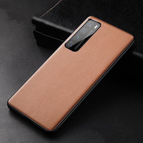 Soft Luxury Leather Snap On Case Cover S01 for Huawei Nova 7 Pro 5G Orange