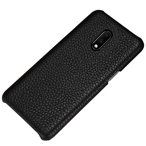 Soft Luxury Leather Snap On Case Cover S01 for OnePlus 7 Black