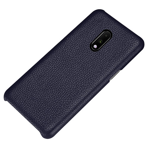 Soft Luxury Leather Snap On Case Cover S01 for OnePlus 7 Blue