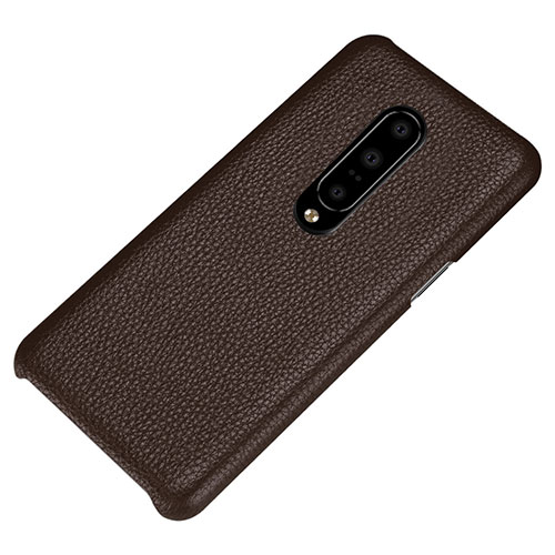 Soft Luxury Leather Snap On Case Cover S01 for OnePlus 7 Pro Brown