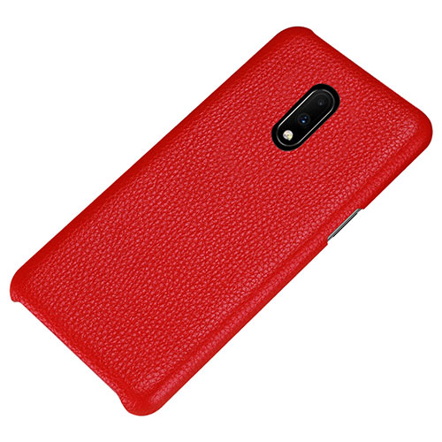 Soft Luxury Leather Snap On Case Cover S01 for OnePlus 7 Red