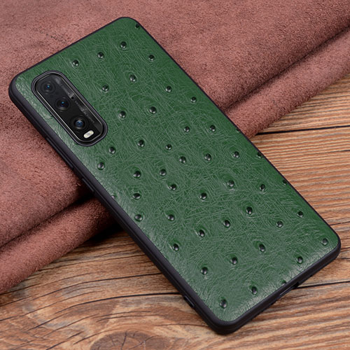 Soft Luxury Leather Snap On Case Cover S01 for Oppo Find X2 Green