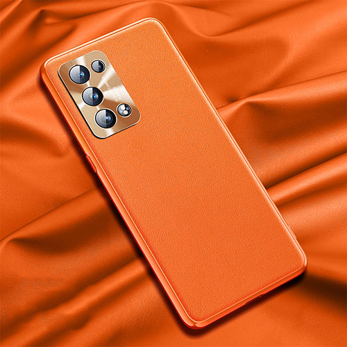 Soft Luxury Leather Snap On Case Cover S01 for Oppo Reno6 Pro+ Plus 5G Orange