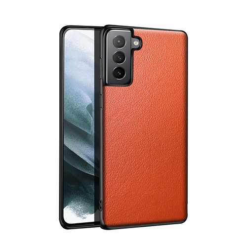 Soft Luxury Leather Snap On Case Cover S01 for Samsung Galaxy S21 5G Orange