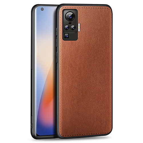 Soft Luxury Leather Snap On Case Cover S01 for Vivo X50 Pro 5G Brown