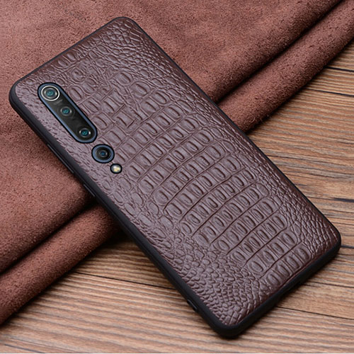Soft Luxury Leather Snap On Case Cover S01 for Xiaomi Mi 10 Brown