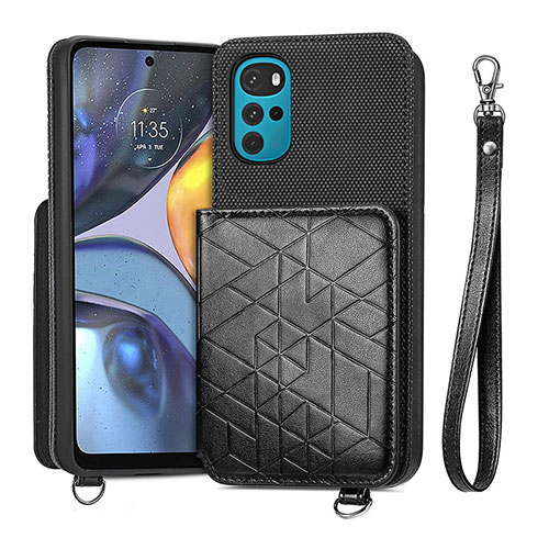 Soft Luxury Leather Snap On Case Cover S01D for Motorola Moto G22 Black