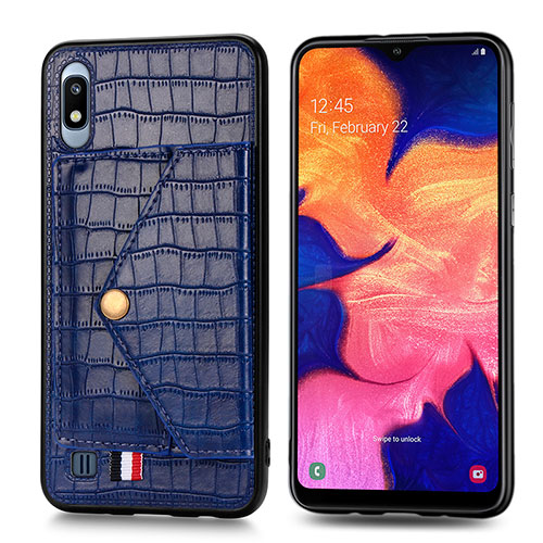 Soft Luxury Leather Snap On Case Cover S01D for Samsung Galaxy A10 Blue