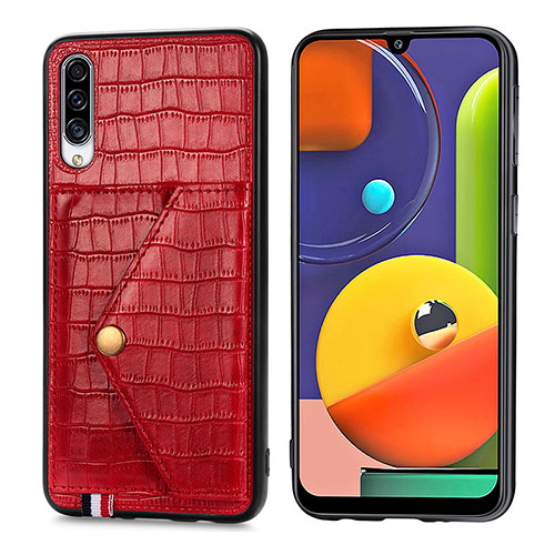 Soft Luxury Leather Snap On Case Cover S01D for Samsung Galaxy A50 Red