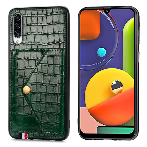 Soft Luxury Leather Snap On Case Cover S01D for Samsung Galaxy A50S Green