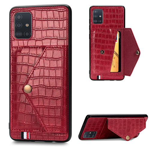 Soft Luxury Leather Snap On Case Cover S01D for Samsung Galaxy A51 4G Red