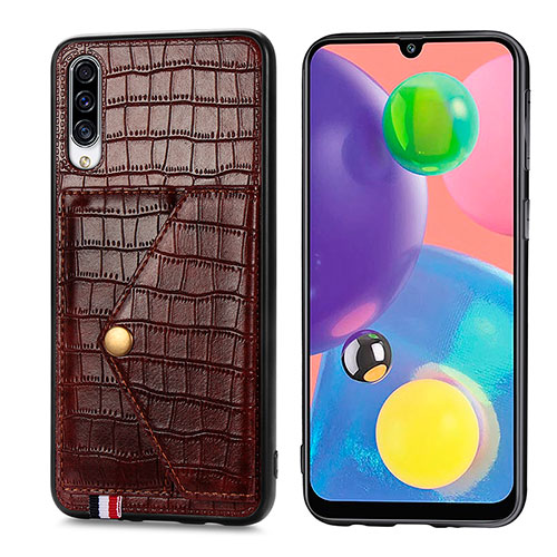 Soft Luxury Leather Snap On Case Cover S01D for Samsung Galaxy A70S Brown