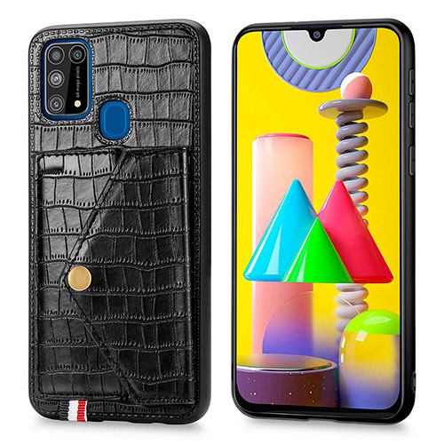 Soft Luxury Leather Snap On Case Cover S01D for Samsung Galaxy M21s Black