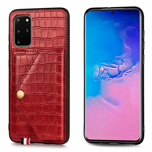 Soft Luxury Leather Snap On Case Cover S01D for Samsung Galaxy S20 Plus 5G Red