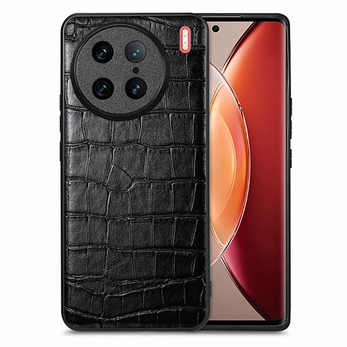 Soft Luxury Leather Snap On Case Cover S01D for Vivo X90 Pro 5G Black