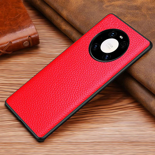 Soft Luxury Leather Snap On Case Cover S02 for Huawei Mate 40 Red