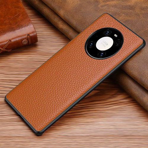 Soft Luxury Leather Snap On Case Cover S02 for Huawei Mate 40E 5G Brown