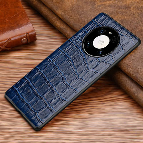 Soft Luxury Leather Snap On Case Cover S02 for Huawei Mate 40E Pro 4G Blue